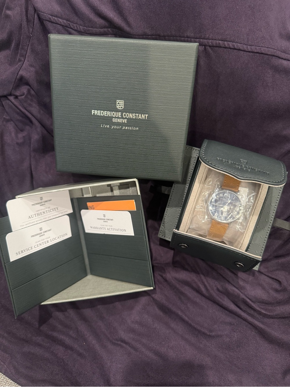Frédérique Constant Classic Quartz Moonphase Silver and Brown Leather Swiss Made